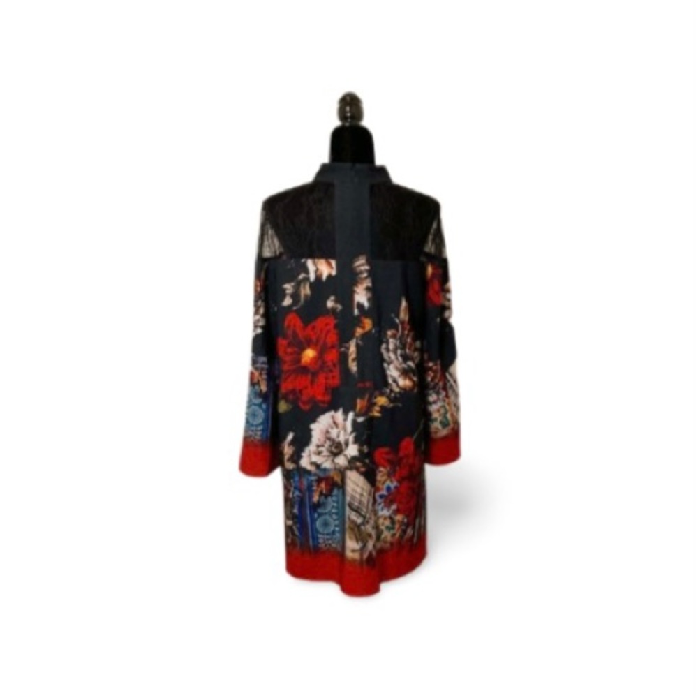 Nicole Miller Bell Sleeve Mock Neck Floral Print Dress - Size 12 - Picture 4 of 14